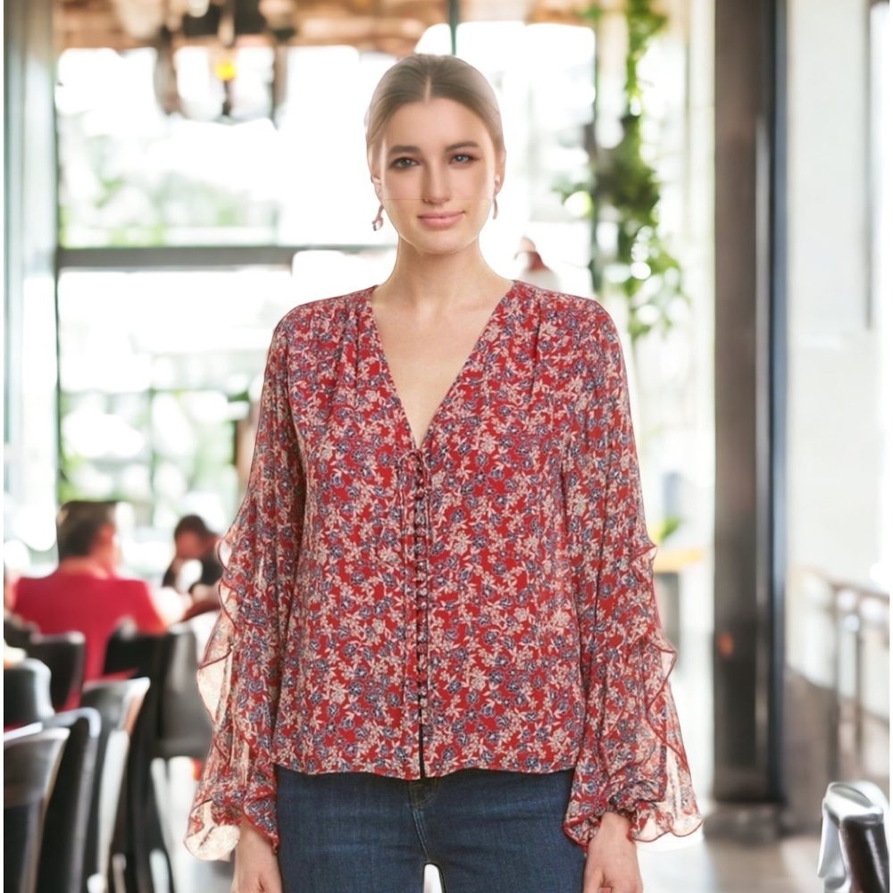 NICHOLAS floral v neck blouse - Picture 4 of 7
